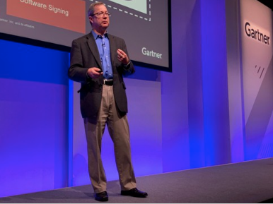 Gartner analyst Mark Horvath is on stage at the Gartner Security & Risk Management Summit in London.