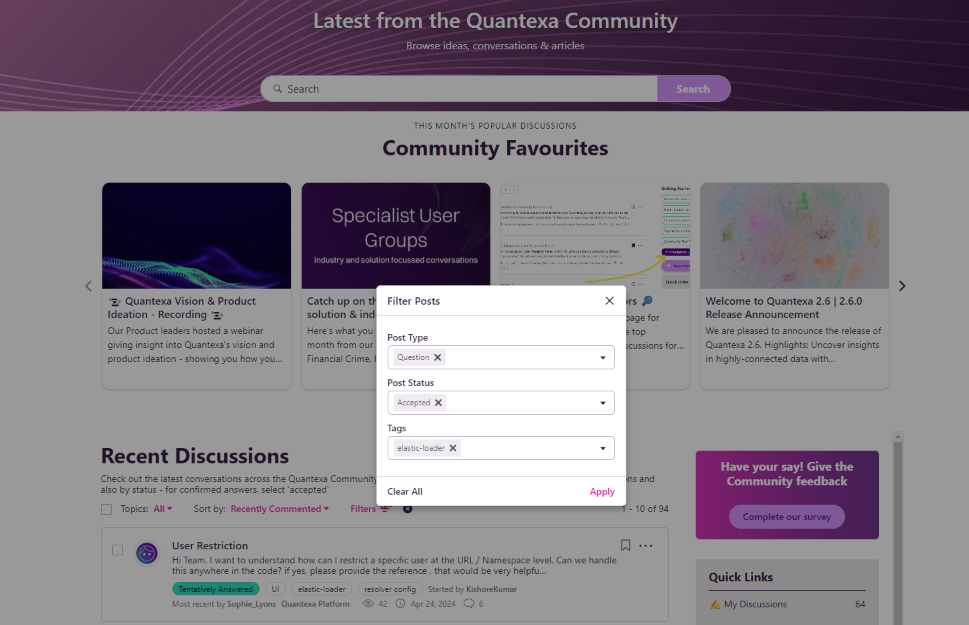Filtering to view accepted answers